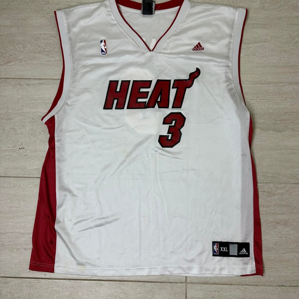 Vintage Miami Heat White Authentic Dwayne Wade #3 Adidas NBA Jersey Size‎ XXL